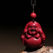 미르보석 귀한 천연광석 자색주사 목걸이 포대화상 에너지 펜던트 대복 행운 액막이 주얼리 목걸이  s1446