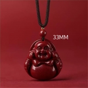 미르보석 귀한 천연광석 자색주사 목걸이 포대화상 에너지 33MM펜던트 대복 행운 액막이 주얼리 목걸이  s1447