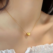 미르보석  써지컬스틸 통통하트  18KGP  주얼리 목걸이   s1450