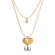 미르보석  다이아몬드큐빅 왕 하트 18KGP 주얼리 목걸이   s1451