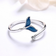 미르보석 s925순은반지 다이아몬드큐빅 고래꼬리 물고기 실버링 주얼리 반지 1480