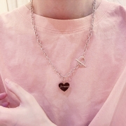 미르보석  써지컬스틸 OT 버클 목걸이 블랙하트 주얼리 목걸이  s1498