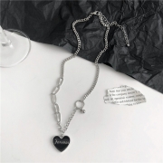 미르보석  써지컬스틸 목걸이 블랙하트 주얼리 목걸이  s1499