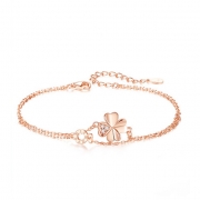 미르보석   K18로즈골드 네잎 클로버 주얼리 팔찌   s1505