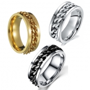 미르보석 티타늄강 반지 회전하는 브레이슬릿 거친매력 체인링  주얼리 반지   S1512