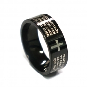 미르보석 블랙 8mm티타늄강 십자가 로사리오 반지 기도손 주기도문 주얼리 반지   s1516
