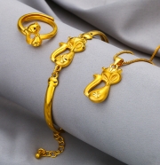 미르보석 24k금색 여우 주얼리 목걸이 반지 팔찌 3p세트   s1520