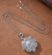 미르보석 925은 팔보연꽃 가우박스 목걸이 육자진언 회전 마니차  주얼리 목걸이   s1523