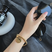 미르보석  티타늄강 k24 빛나는 아름다움 골드볼 주얼리 팔찌 s1525