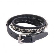 미르보석  어반엣지체인 가죽 팔찌 스트리트 룩 주얼리 팔찌    s1570