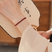 미르보석  6mm 진홍복운 천연 주사 염주  불교 스님 불자 합장주 소원성취  s1550