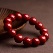 미르보석  18mm 진홍복운 천연 주사 염주  불교 스님 불자 합장주 소원성취  s1556