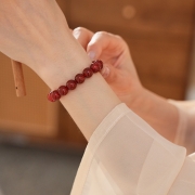 미르보석 12mm 진홍복운 천연 주사 염주  불교 스님 불자 합장주 소원성취  s1553