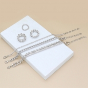 미르보석  써지컬스틸 은색 체인 반지 팔찌 6종세트 주얼리 팔찌  s1591