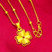 미르보석  45cm   999 k24골드 네잎클로버 프린세스체인 주얼리 목걸이  s1674