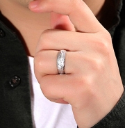 미르보석  백금색 용문양 남자 행운 주얼리 반지 s285