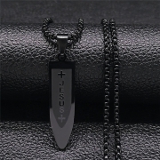 미르보석 블랙  60cm  티타늄 크로스 십자가 팬던트 주얼리 목걸이   s1193