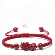 미르보석  고함량 원석 정품 주사 비휴 손으로 짠 붉은 로프 팔찌 재물 금전운 행운   s1695