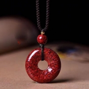 미르보석  9A등급순도 천연광석 붉은투광 주사 육자진언 목걸이  대복 행운 재물운 액막이 부적 목걸이  s1704