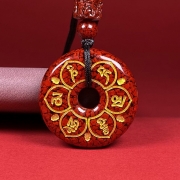 봉연당  24k금박판 천연 원광 진사  육자진언  목걸이  9A등급순도 붉은투광  장사 사업 주식 투자 재물흥왕 액난예방 재수대통 목걸이 s1707