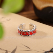 미르보석  평안과 행운을 가져다주는  육자진언 복고풍 국조 육자진언 주얼리 반지 s684