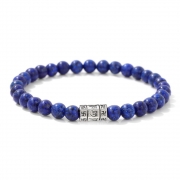 미르보석  6mm  청금석 라줄리 보석 천연 터키석 육자진언 불교 문양 수제 염주 팔찌  s1754