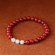 봉연당 6mm  7A등급순도 최고품질 천연광물 붉은주사 화전옥 팔찌 장사 주식  재물흥왕 액난예방 재수대통  소원성취 부적 염주    s1778