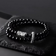 미르보석  s925은도금 장식 6mm 흑요석 팔찌 행운 금전운 액막이 재수대통   s1822