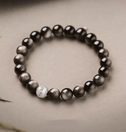 봉연당  s925은 육자진언 99%은빛 은요석 10mm 팔찌 금전운 장사 주식 재수대통 삼재액막이 비방부적 행운 염주  s1851