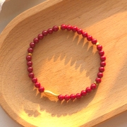 봉연당 6mm 천연자금사 24k금색장식 물고기 잉어 팔찌  행운 재물 액막이 재수대통 부적염주   s1870