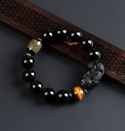 봉연당 14mm 육자흑호 비휴 염주 장사 주식 재물흥왕 삼재액막이 재수대통 부적비방 팔찌 s1871