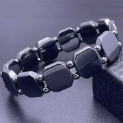 미르보석 남성용 브라질 블랙 토멀린 테라헤르츠 에너지 자석 팔찌  s1877