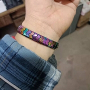 미르보석  보라색 남성용 W형 테라헤르츠 에너지 자석 팔찌  s1892