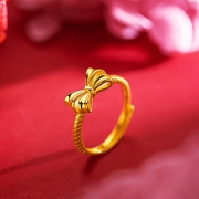 미르보석  금도금 오픈형 빅사이즈 리본장식 반지   s1947