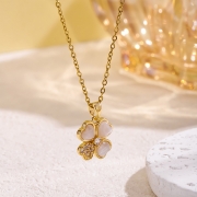 미르보석  다이아몬드큐빅 묘안석 프리미엄  네잎클로버 목걸이   s1954