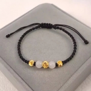 미르보석 마오옌주 묘안석  24k금볼 검정실 수공예 매듭 팔찌 재물운 상승  행운  액막이   s1970