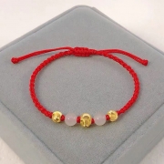 미르보석 마오옌주 묘안석  24k금볼 붉은실  수공예 매듭 팔찌 재물운 상승  행운  액막이   s1971