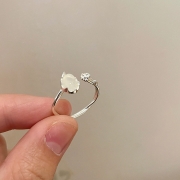 미르보석 s925은도금  천연월광석 감정안정 힐링 연애운 주얼리 반지  s2001