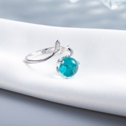 미르보석  실버925 행운 물고기 고래 꼬리  은반지  j05