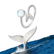 미르보석  s925은반지 천연월광석 다이아몬드큐빅  고래꼬리  물고기  실버링  스트레스  불안 해소  s2005