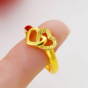 미르보석 더블하트 인연 행운 반지  s2016