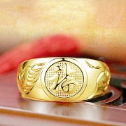 미르보석 봉황 복 문양 24k금색 반지  길상 장수 행운 상징   s2020