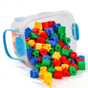 왕비즈108개  카고상자  ABS듀퐁  소근육 장난감  끈 도형 실끼우기  모양 실꿰기 놀이도형 구슬꿰기    5002