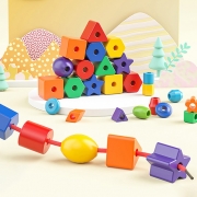 왕비즈36개  ABS듀퐁   구슬꿰기  모양 실꿰기 소근육 장난감 놀이도형  끈 도형 실끼우기   5003