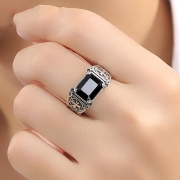 미르보석  오픈링 십자가 모티브  블랙스톤  주얼리  반지  s2045