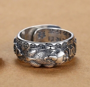 미르보석 s925 복고 은도금  육자진언 비휴 반지   s2046