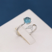 미르보석 s925순은   물고기 반지  s2055