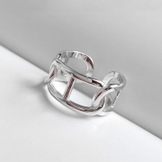 미르보석 Urban Loop 실버 써지컬 체인 반지  s2057