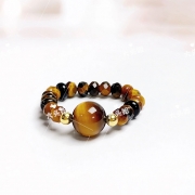 미르보석 핸드메이드 황색 천연 호안석 다이아몬드컷팅 주얼리 반지  재물운 행운 액막이  s2065