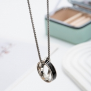 미르보석   써지컬스틸 티타늄강  롱 체인 변색없는 반지 목걸이  s2072